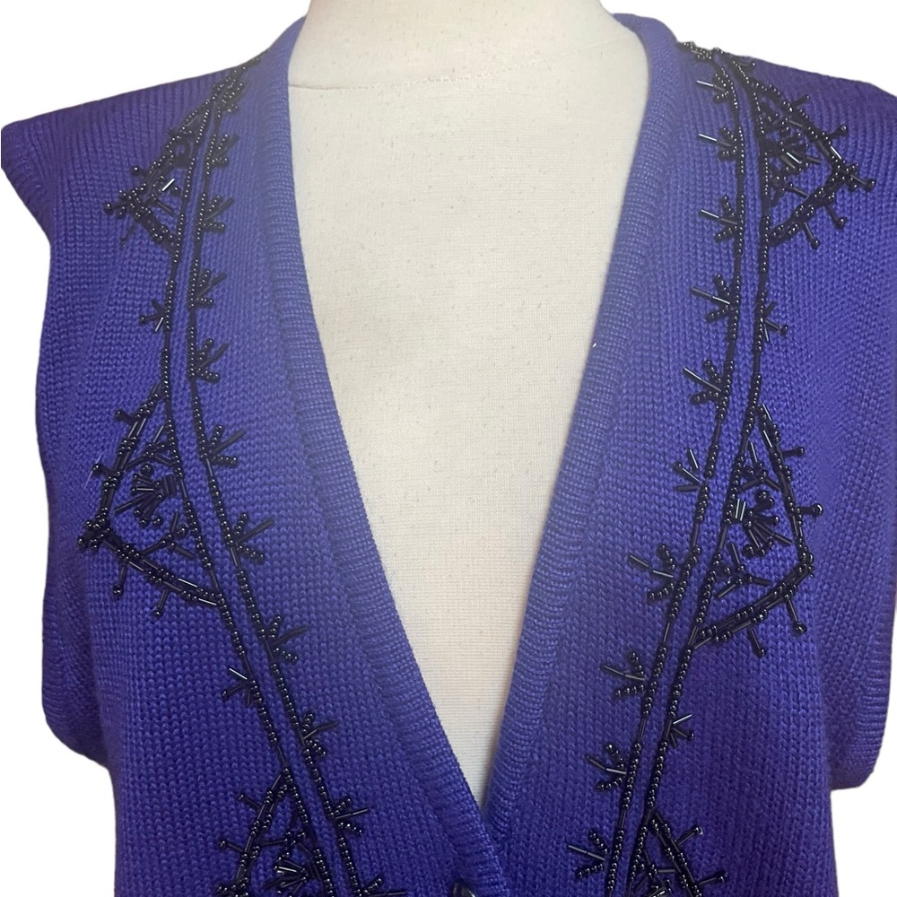 1990s Koret Beaded Button Down Wool‎ Blend Vest - image 2